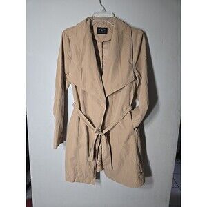 Love Tree Trench Coat Light Jacket M Double Breasted Tie Close Pockets Tan Beige